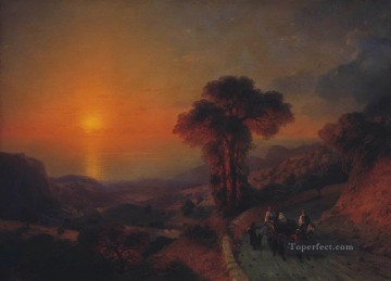 日没クリミアの山からの海の眺め イワン・アイヴァゾフスキー Oil Paintings
